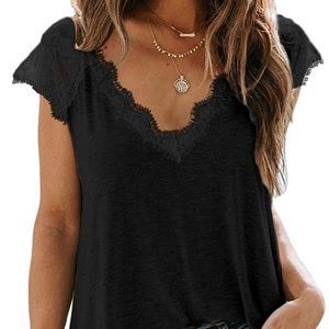 Lace trim black shirt